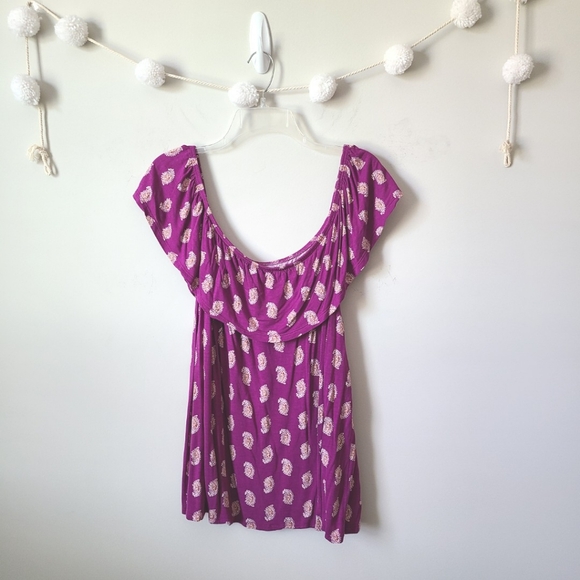 Old Navy Purple Paisley Print Off The Shoulder Shirt Size XXL - Picture 7 of 9